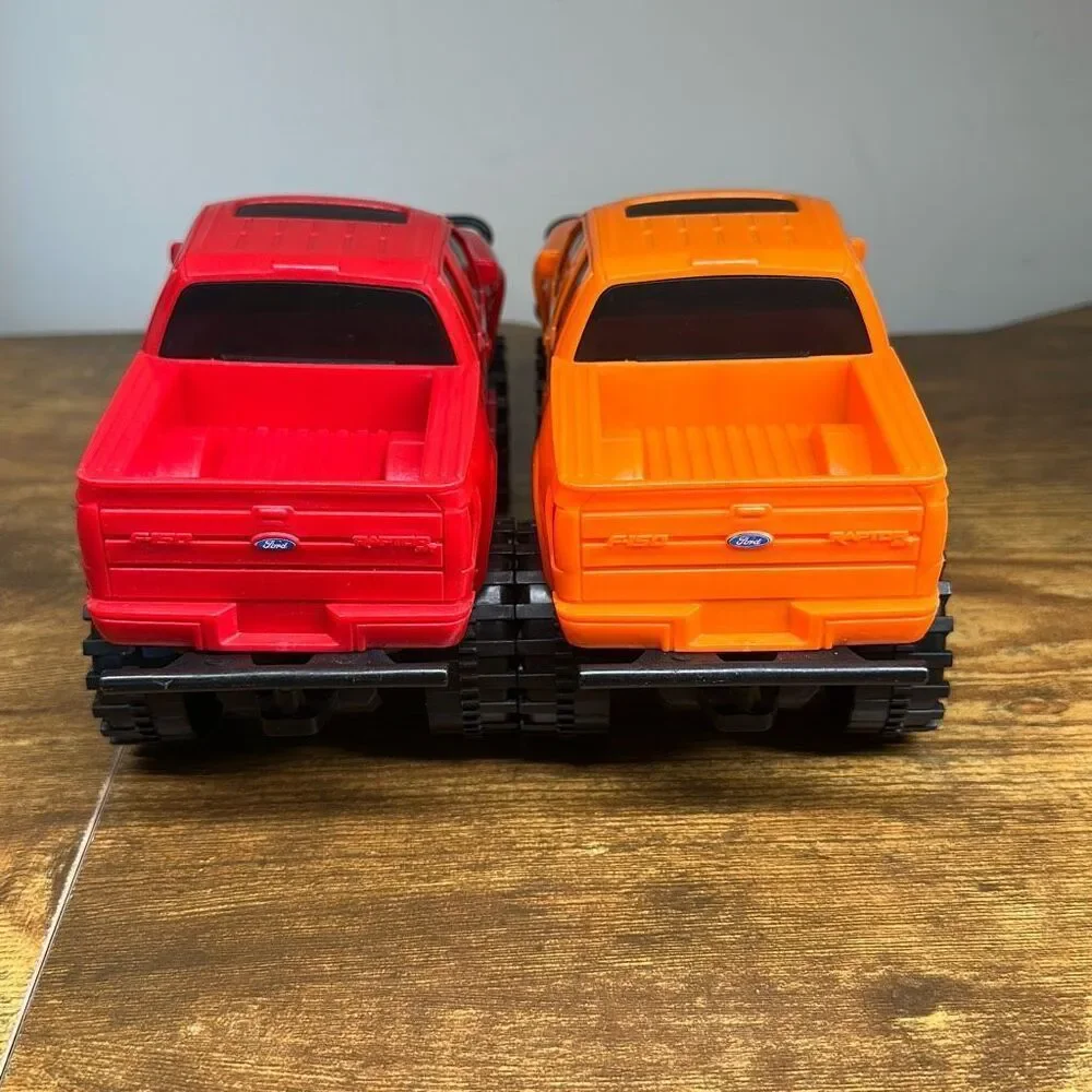 Ford F-150 Raptor Red Orange Plastic Truck‎ set of 2 Made in China